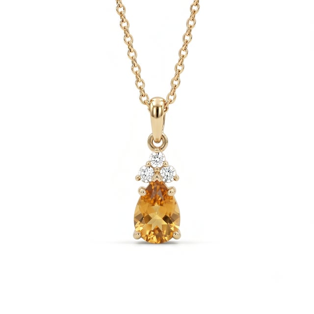 Natural Citrine Teardrop Pendant - Yellow Gemstone Statement Pendant for Her For Sale - Image 4 of 5