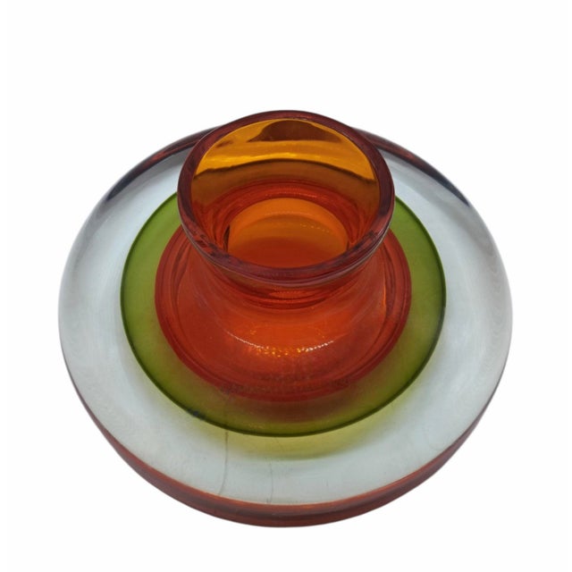 Murano glass vase/centrepiece from Italy, created using the ‘sommerso’ technique and designed by Flavio Poli. This...