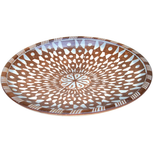 Late 19th Century Handmade Moroccan Judaical Ceramic Decorative Plate For Sale - Image 4 of 8