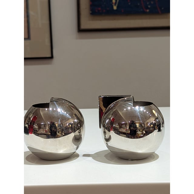 1990s Oliver Hemming Nio Stainless Steel Sugar Bowl & Creamer Set For Sale - Image 5 of 8