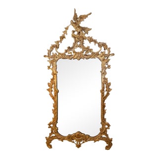 Chippendale Style Carved Chinoiserie Giltwood Mirror. For Sale