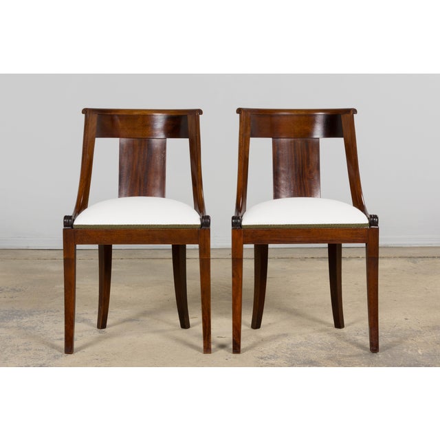 Set of Six Early 20th Century French Empire Mahogany Gondola Dining Chairs For Sale In New York - Image 6 of 17