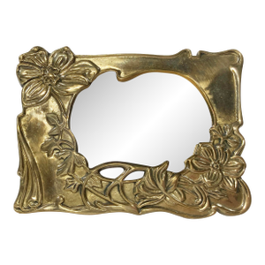 Brass Floral Motif Tabletop Vanity Mirror**