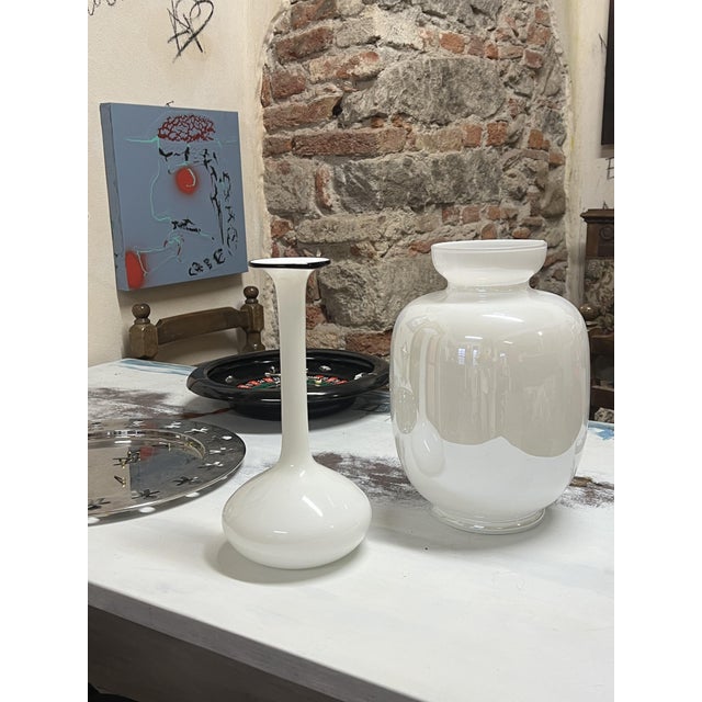 Glass Vintage Opaque Glass Vase, 1970s For Sale - Image 7 of 9