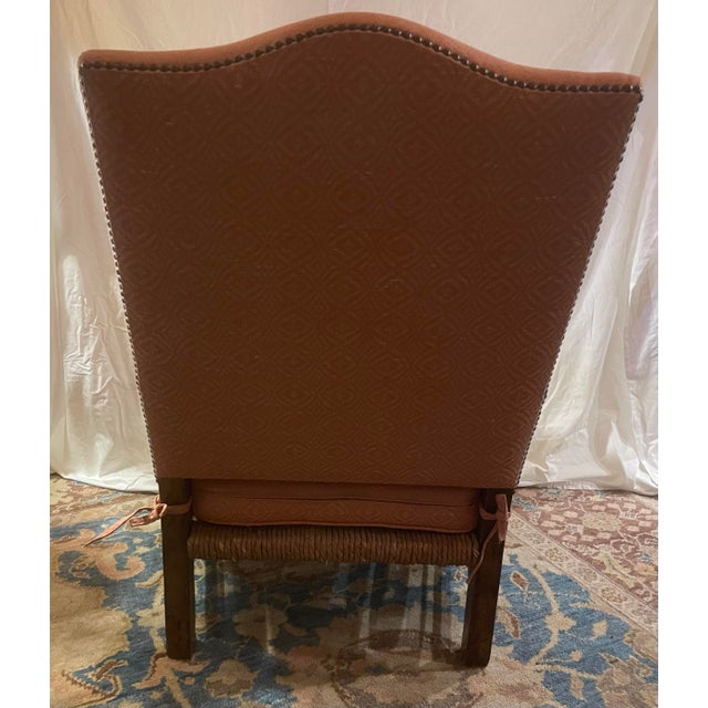 2010s Rush Seat Upholstered Back Lounge Chair, Attributed to John Cottrell For Sale - Image 5 of 11