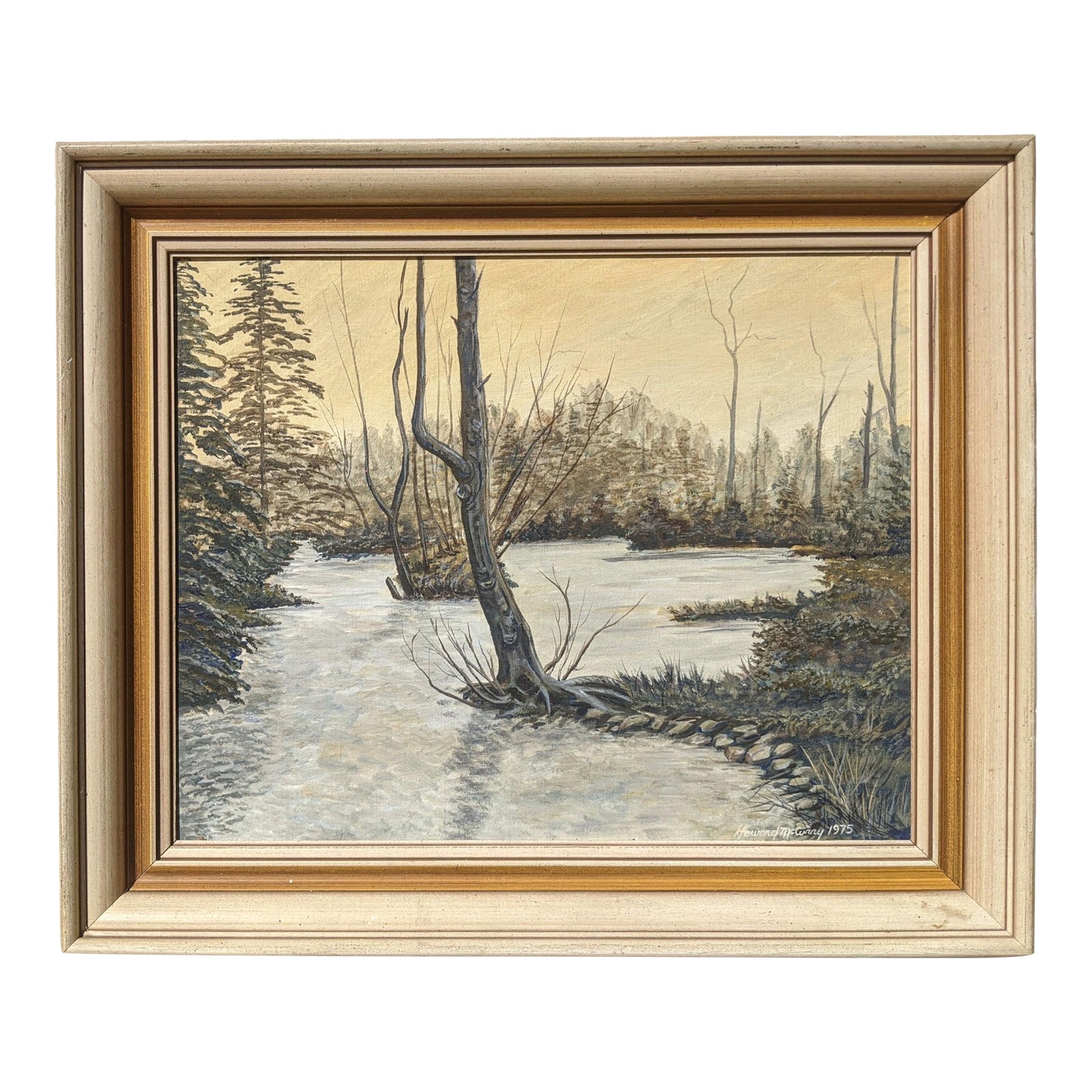 Vintage Original Winter Forest Landscape Painting Framed and Signed ...