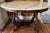 Wood Mid 20th Century French Provincial Style Oval Marble-Top Center Table | Italian Marble | Carved Rose Garland Apron | Lyre Base For Sale - Image 7 of 14