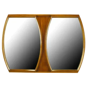 Modern Walnut Double Barrel Mirror