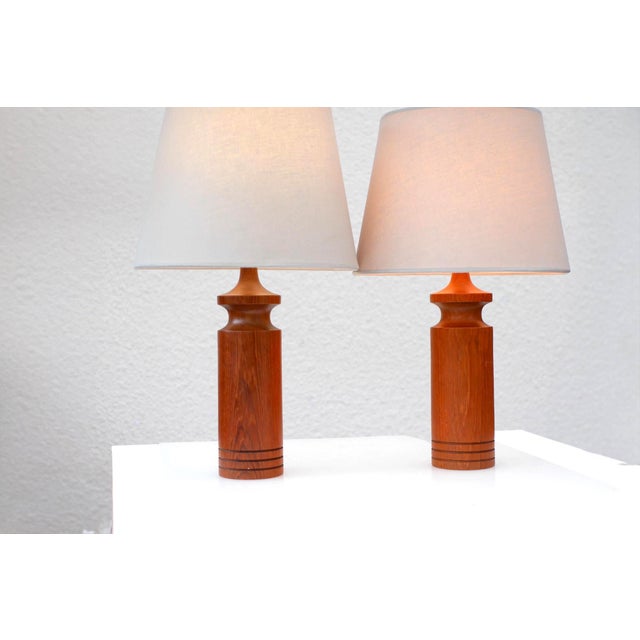 Large Mid-Century Modern Danish Teak Table Lamps, Set of 2 For Sale - Image 13 of 13