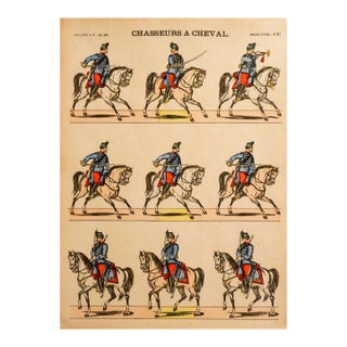 1880s - 1890s French Military Print - Imagerie d'Épinal #87 - Chasseurs À Cheval For Sale