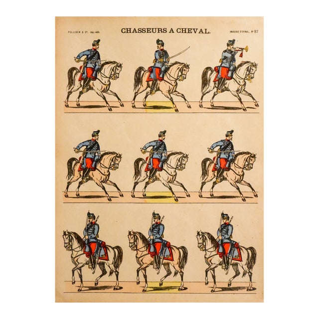 1880s - 1890s French Military Print - Imagerie d'Épinal #87 - Chasseurs À Cheval For Sale