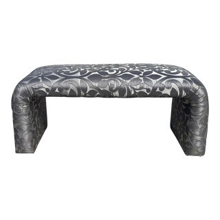 Vintage Floral Upholstered Waterfall Bench For Sale