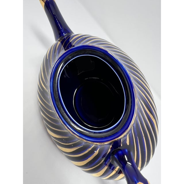 Arthur Wood Cobalt & Gilt Teapot | English Staffordshire, C. 1930s For Sale - Image 9 of 12