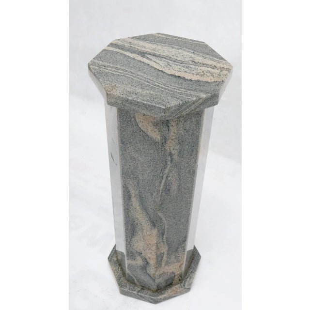 Mid-Century Modern Grey Granite Stone Octagon Shape Pedestal Stand For Sale - Image 3 of 5