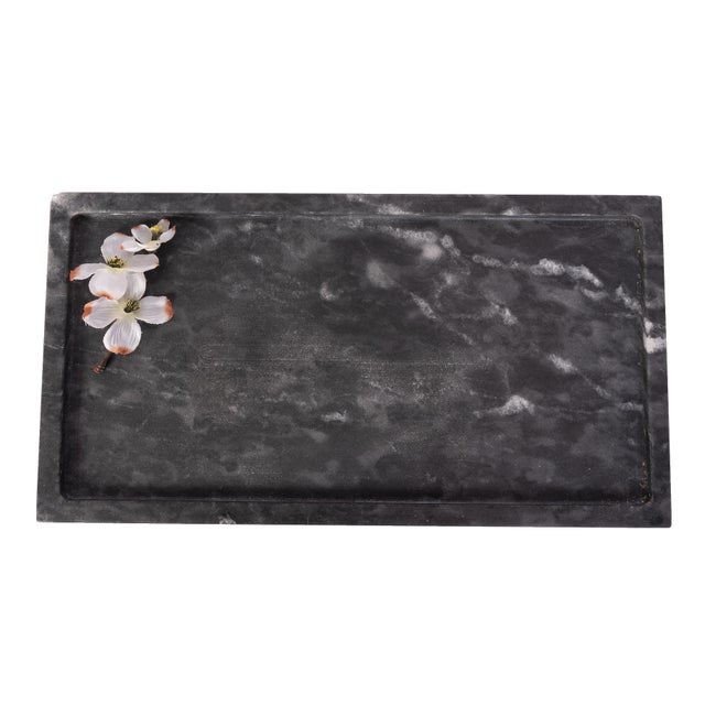 Modern Artifacts Trading Company Rectangular Marble Tray in Black For Sale - Image 3 of 3