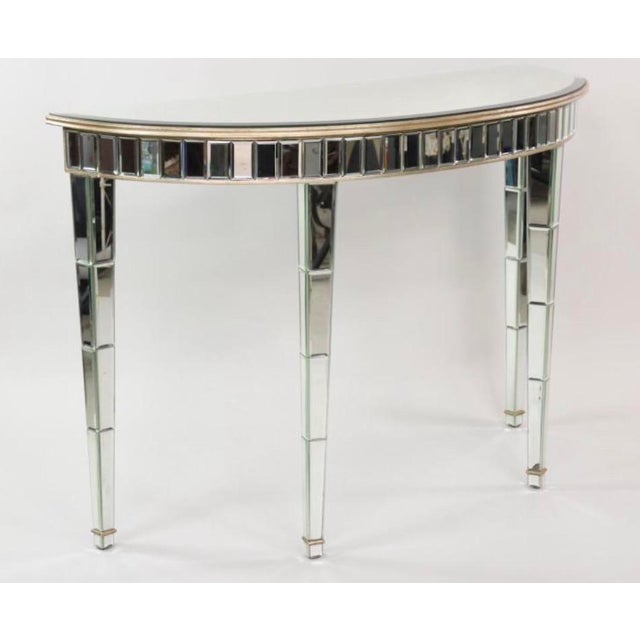 1930s 1930s French Serge Roche Style Hollywood Regency or Art Deco Mirrored Demilune Console Table For Sale - Image 5 of 14