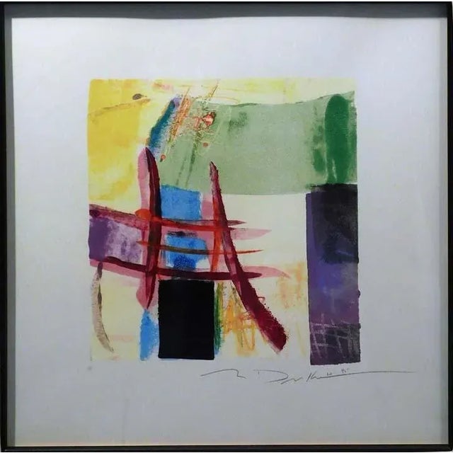 Hand Signed Untitled Original Monotype on Paper by Mark Dickson Framed Size: 24" x 24" Image Size: 14"x 13" Hand Signed by...
