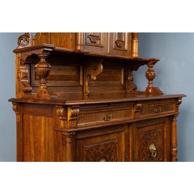 Brown Antique Wooden Buffet Cupboard For Sale - Image 8 of 18