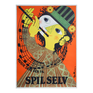 1946 Danish Poster, Spil Selv, Musik Skal Der Til by Bjorn Wiinblad (1980s Re-Issue)