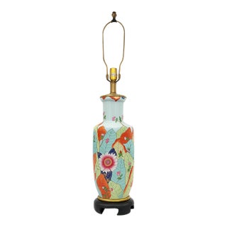 1980s Frederick Cooper Asian Floral Porcelain Table Lamp For Sale