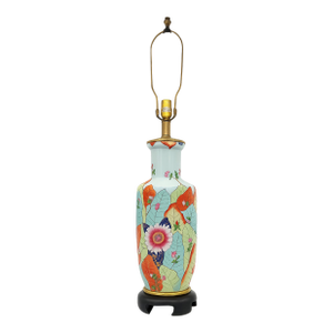 1980s Frederick Cooper Asian Floral Porcelain Table Lamp