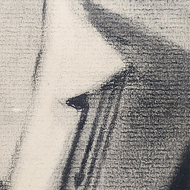 Mid 20th Century Vintage Mid-Century Modernist Charcoal Portrait on Canvas Board – Framed For Sale - Image 5 of 8