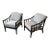 Pair of Mid-Century Black Lacquered Bamboo Armchairs For Sale