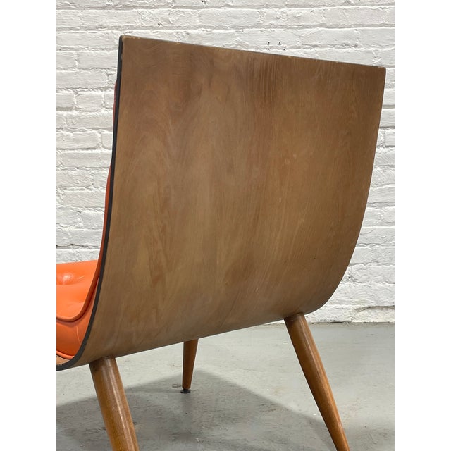 Mid Century Modern Scoop Lounge Chair by Carter Brothers | Orange Tufted Chair, C. 1950's For Sale - Image 10 of 13