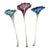Murano-Style Art Glass Trumpet Lilies in Blue & Amethyst - Mid-Century Modern - Trio For Sale