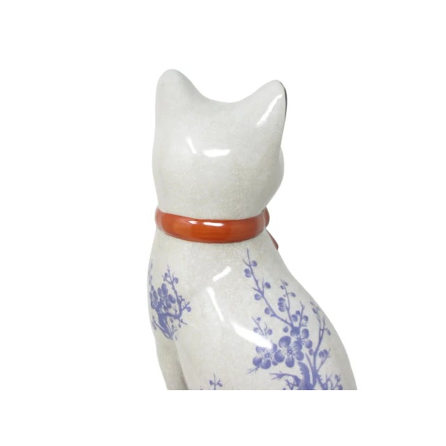 Off-white Vintage Large Staffordshire Style Ceramic Cat on Pillow Sculpture For Sale - Image 8 of 13