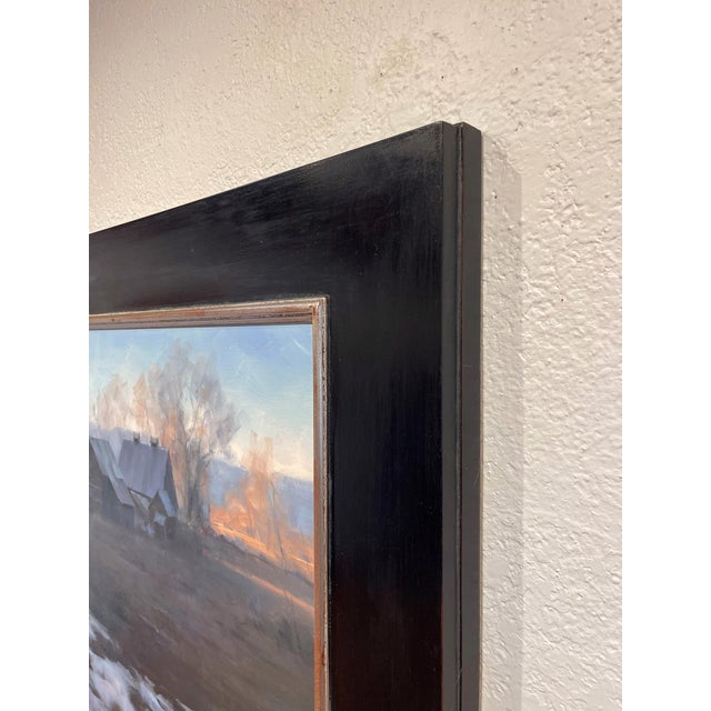 Realism Remnants by Dave Santillanes | Oil on panel of a rural scene with a house and snow-covered field For Sale - Image 3 of 5