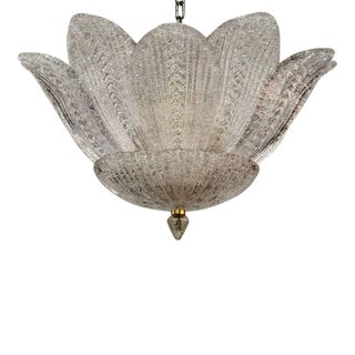 Murano Clear Granola Glass Leaf Chandelier For Sale
