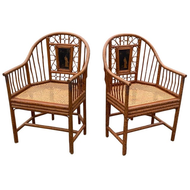 Brighton Pavilion Faux Bamboo Chairs, Set of 2 For Sale - Image 3 of 14
