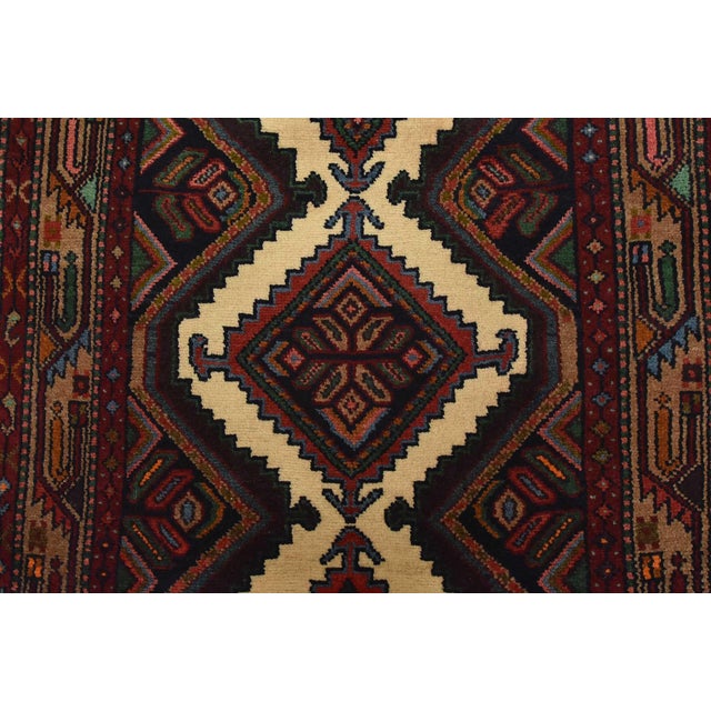 Ivory Hamedan Runner 2’9” X 9’2” Ivory Wool Vintage Tribal Hand-Knotted Rug For Sale - Image 8 of 14