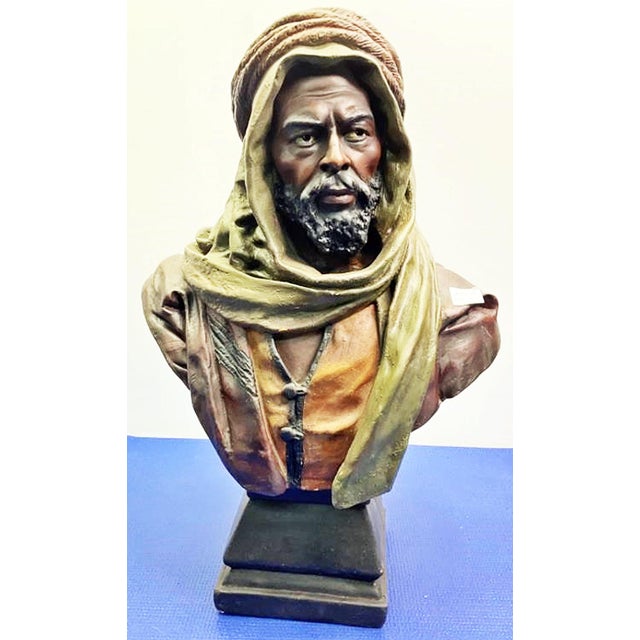 Ceramic Late 19th Century Saracen Terracotta Nubian Arab Bust After Guluche For Sale - Image 7 of 13