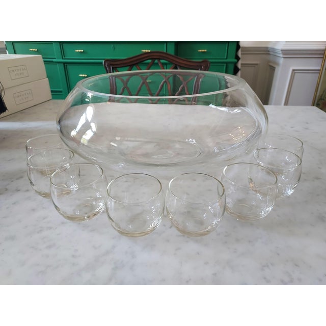 Mid 20th Century Mid-Century Glass Punch Bowl Set- 9 Pieces For Sale - Image 5 of 7