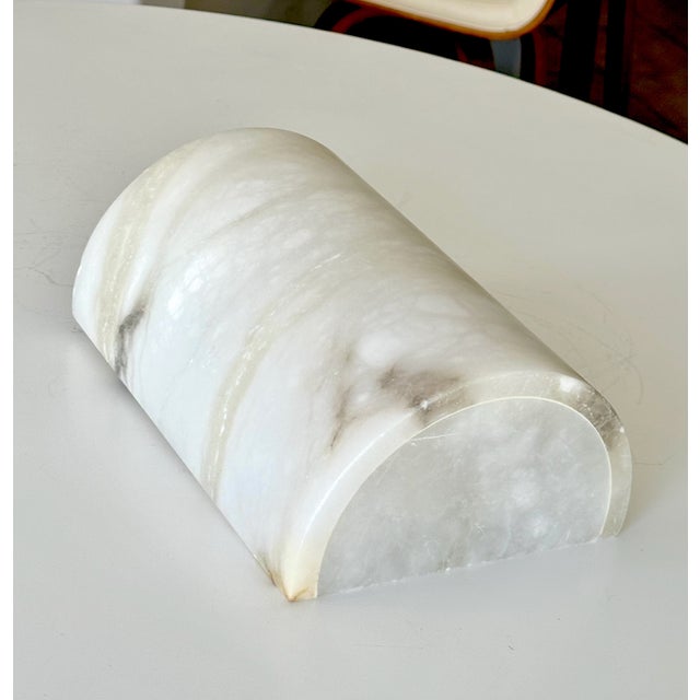 Single Half Cylinder White Alabaster Minimalist Wall Light Sconce For Sale - Image 9 of 18