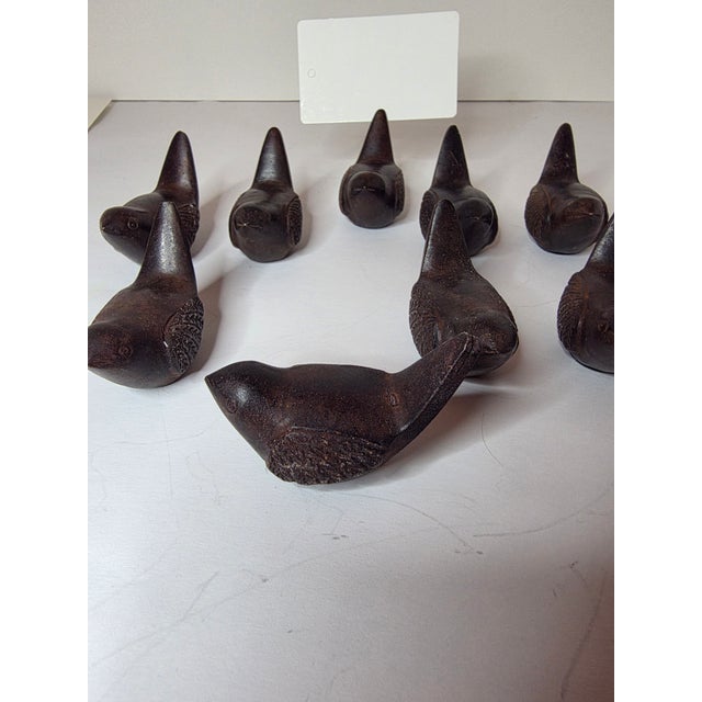 Metal Collection of Bronze Bird Place Card Holders 9 For Sale - Image 7 of 7