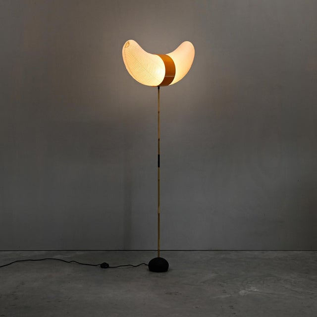 Iconic akari light sculpture / floor lamp known as model bb3-33s designed by isamu noguchi and handcrafted from...