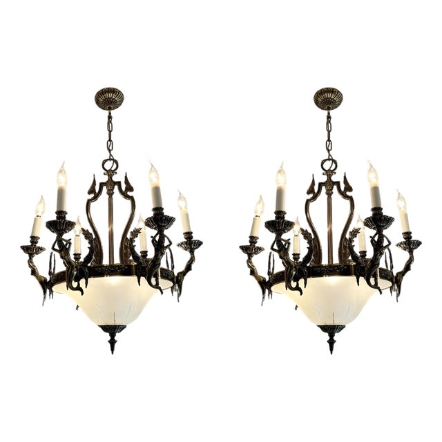 Vintage Neo-Classical Chandeliers, 1950s, Set of 2 For Sale