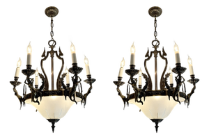 Vintage Neo-Classical Chandeliers, 1950s, Set of 2