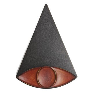Eyeconic — Geometric Eye Wall Sculpture, Large Wall Relief in Black & Red Hues For Sale