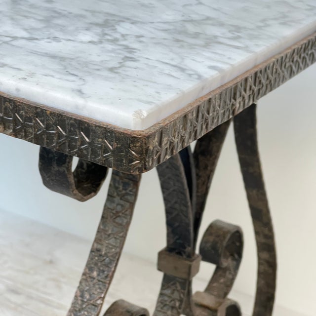 Wrought Iron Marble Topped Coffee Table, 1930s For Sale - Image 10 of 11