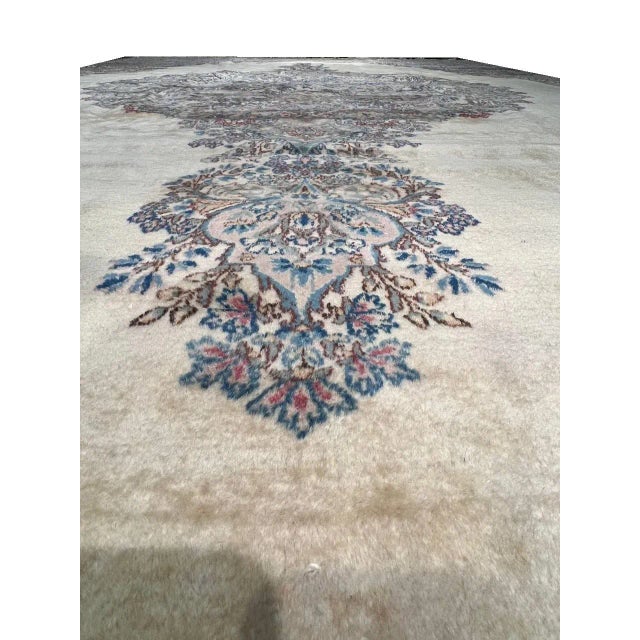 Early 21st Century Ivory Color Fine Hand Knotted Persian Kerman For Sale - Image 11 of 13
