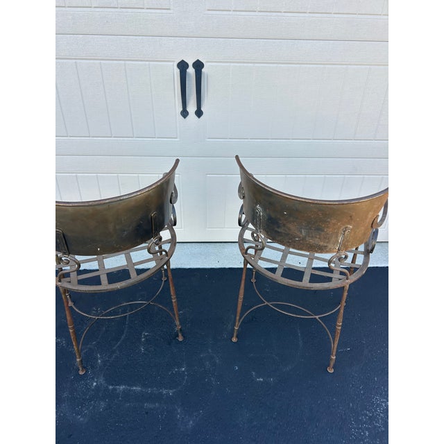 Silver Vintage Metal Scroll Armchairs, Pair For Sale - Image 8 of 8