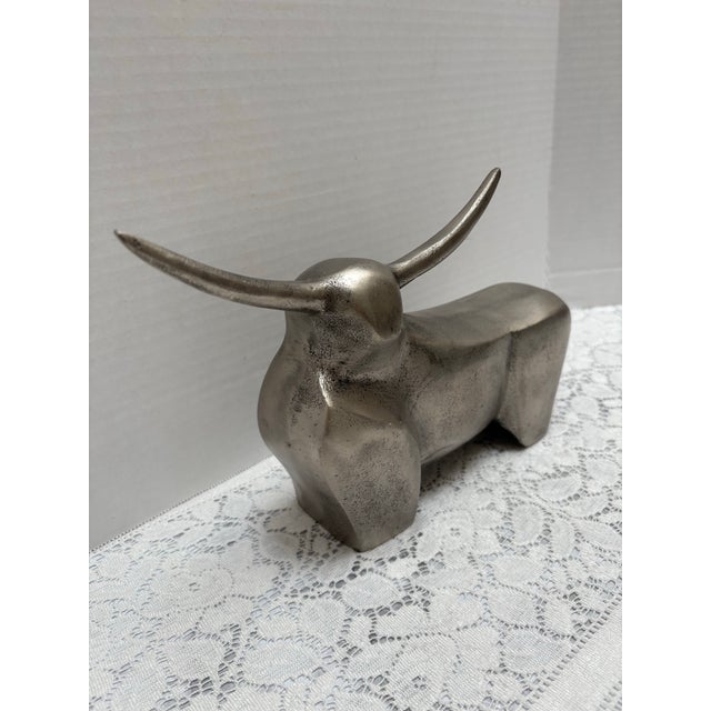 Sculptural Metal Bull Decor Accent For Sale In Sacramento - Image 6 of 6