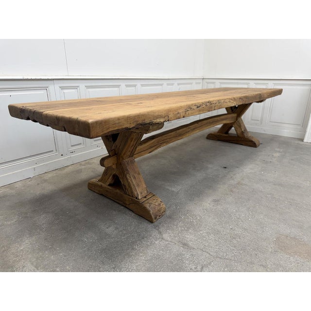 Large Vintage Oak Bench, 1950 For Sale - Image 4 of 10