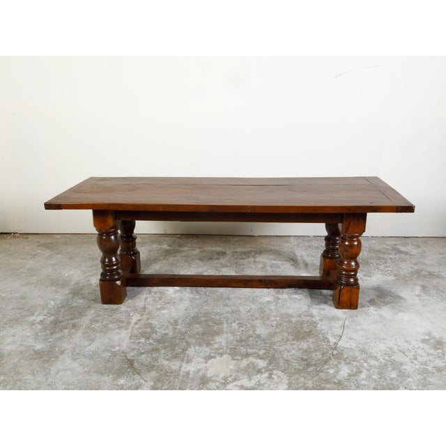 Brown English 19th Century Walnut Dining Table with Turned Legs and H-Form Stretcher For Sale - Image 8 of 11
