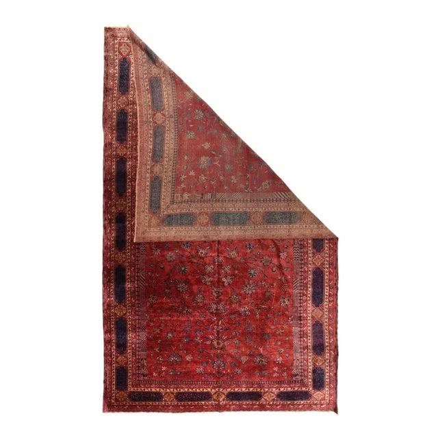 This quite finely woven Central Persian city carpet has a velvety pile of Manchester-spun Merino wool. The royal blue...