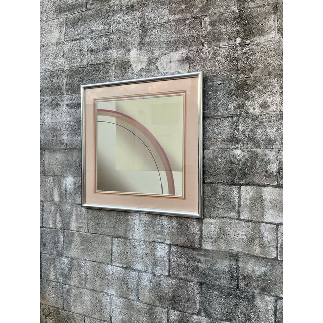 Mid-Century Modern Abstract Artwork "Espacio 2" Framed and Igned by the Artitst. Circa 1970s For Sale - Image 17 of 17